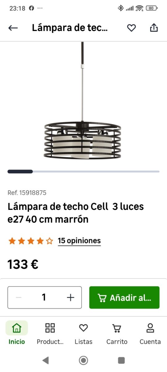 Lámpara techo 3 luces marrón 40cm