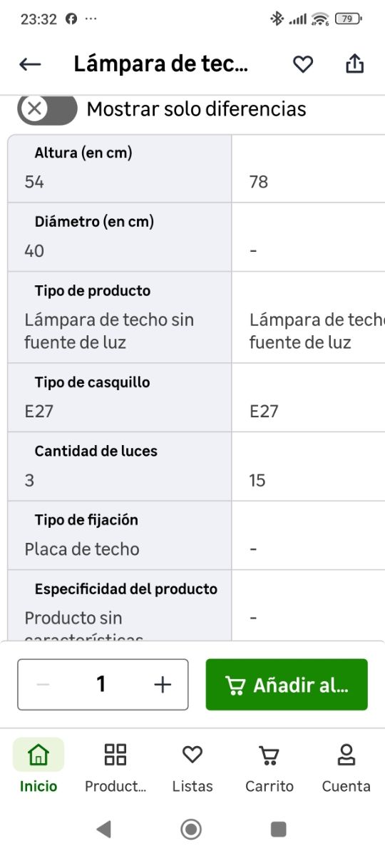 Lámpara techo 3 luces marrón 40cm