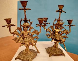 Candelabros antiguos bronce