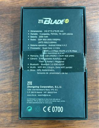ZTE Blade L2 - Smartphone Negro