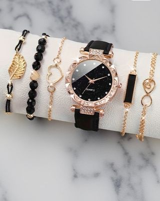 Reloj mujer negro y dorado