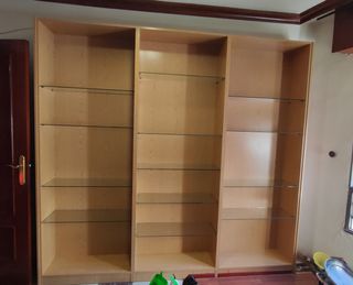 Estantería 3 módulos -madera cristal