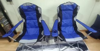2 Sillas Plegables Altas Azul Gris,.