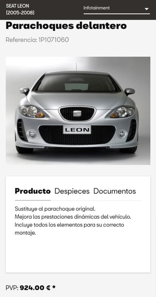 Parachoques delantero kit aerodinamico Seat León 2
