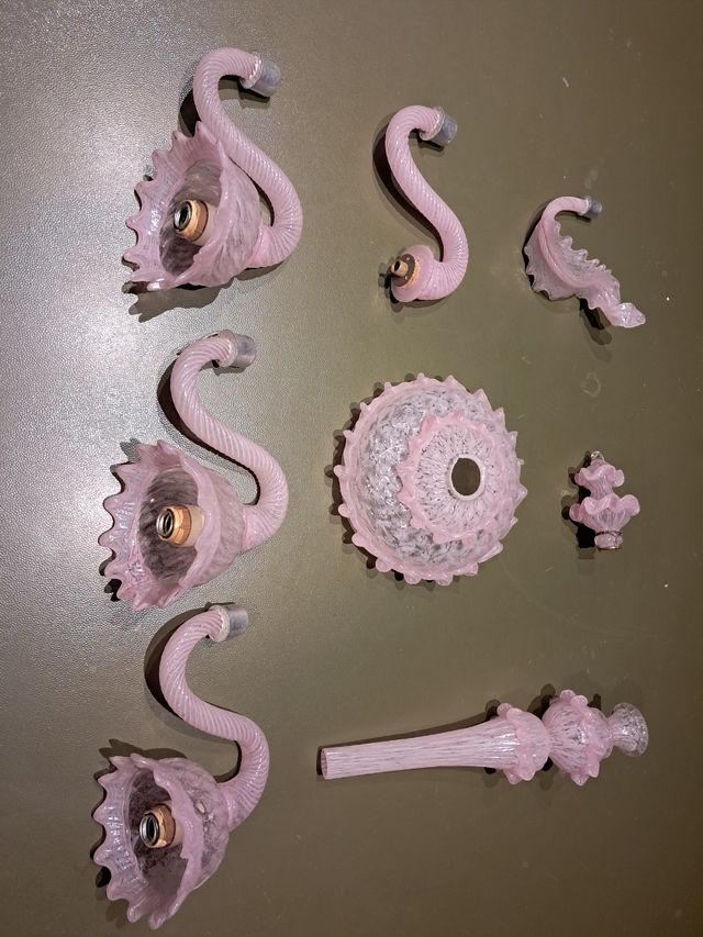 Ricambi lampadario Murano rosa