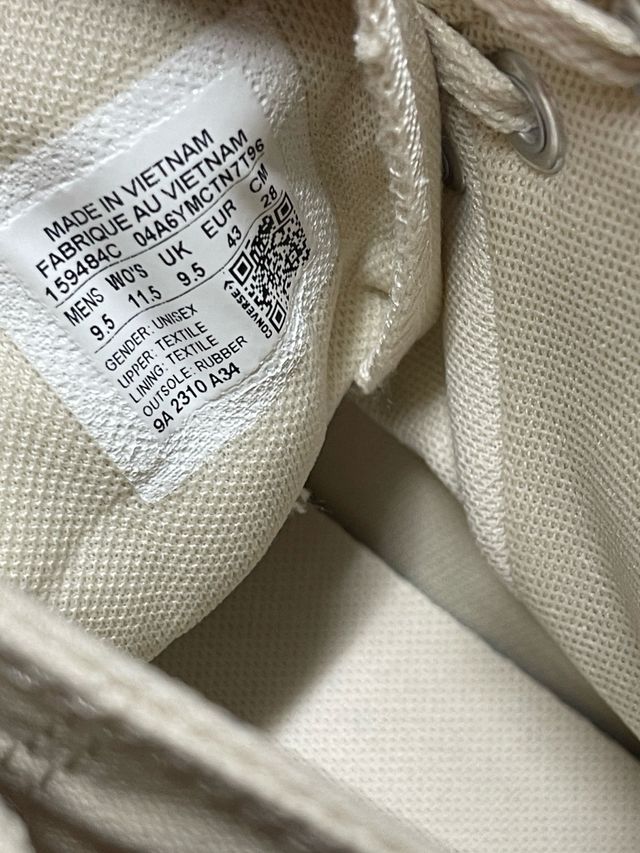 Converse Chuck Taylor Beige Originales Talla 44