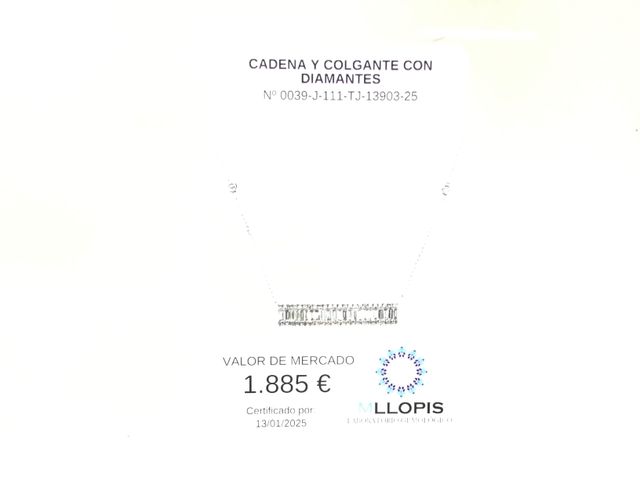 gargantilla oro 18k con piedra con diamante 21cm