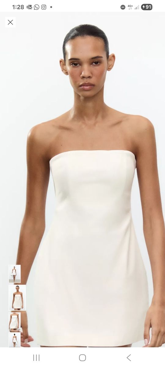 Vestido Zara blanco palabra de honor