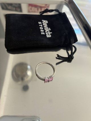Anillo Plata 925, Lazo Rosa Zirconita