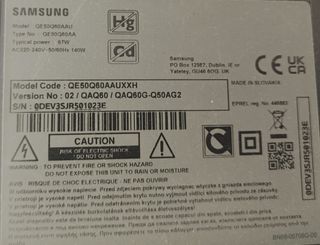 TV Samsung QE50Q60A QLED 50" -para Piezas