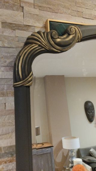 Aparador antiguo restaurado - Negro/Dorado