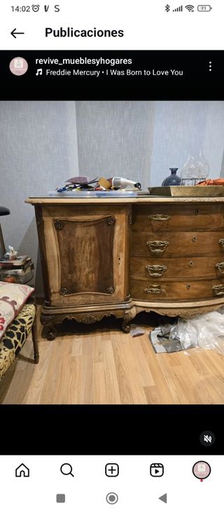 Aparador antiguo restaurado - Negro/Dorado