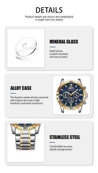 Reloj CRRJU cronógrafo azul-oro