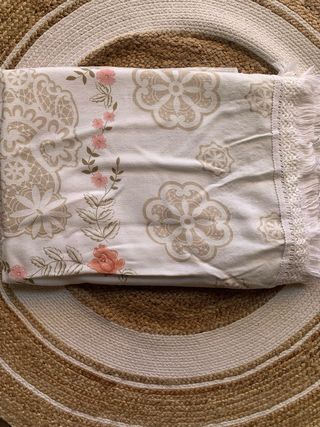 Colcha Vintage Beige y Rosa