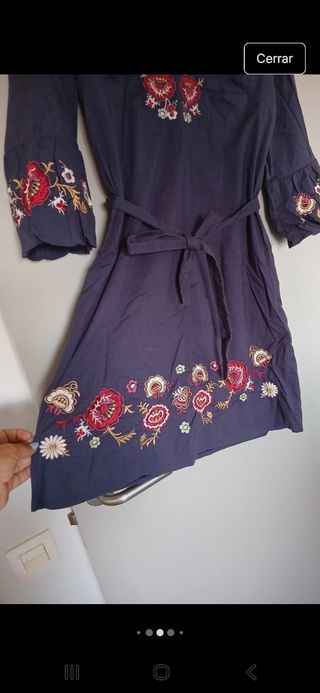 Vestido azul bordado - Talla L