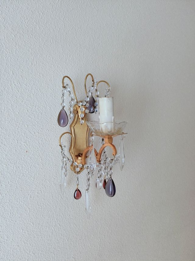 Apliques  franceses pared bronce cristal - dorados