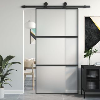 vidaXL Puerta corredera vidrio templado y aluminio
