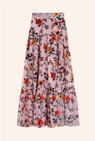 Falda midi Bruna Lulu Rêverie rosa