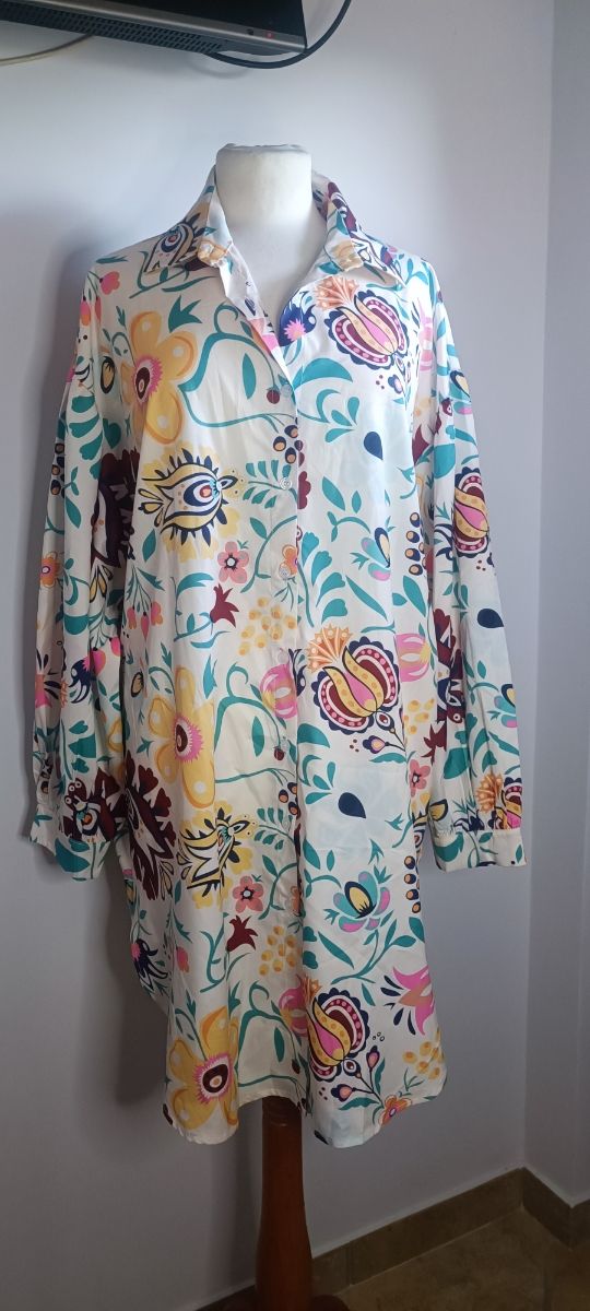 Abito camicia floreale multicolore