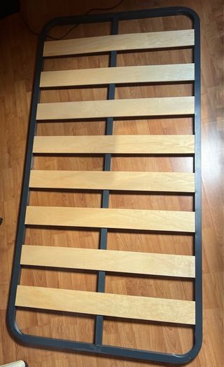 Somier 90cm - Gris, Metal & Madera