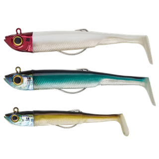 Kit Caja Señuelo Vinilo Pesca Mar BSF M SW