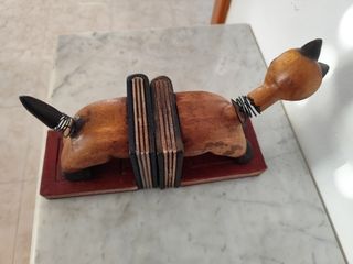 Oferta! Sujetalibros Gato Vintage Madera movible.