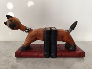 Oferta! Sujetalibros Gato Vintage Madera movible.