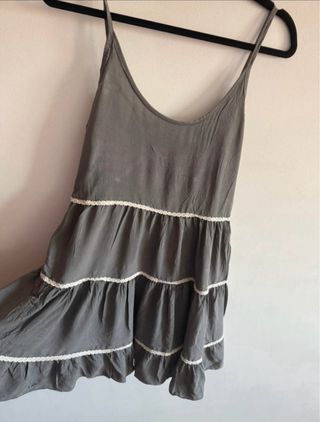 Vestido gris corto - Tirantes