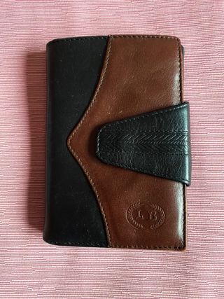 Cartera Vintage Piel LB Marrón Negro Mujer