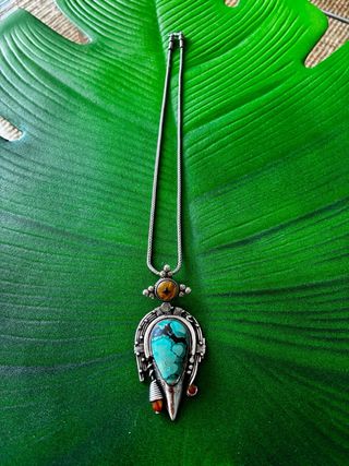 Collar étnico plata turquesa