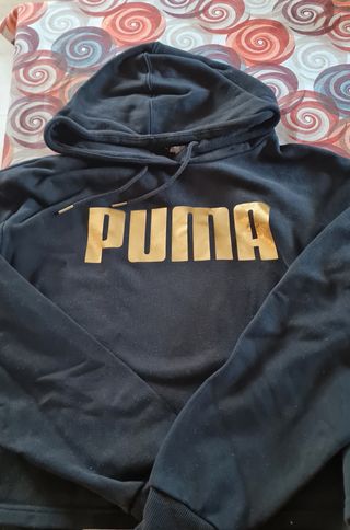 Sudadera Puma negra y dorada Cropped Talla L