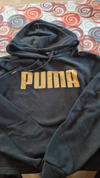 Sudadera Puma negra y dorada Cropped Talla L