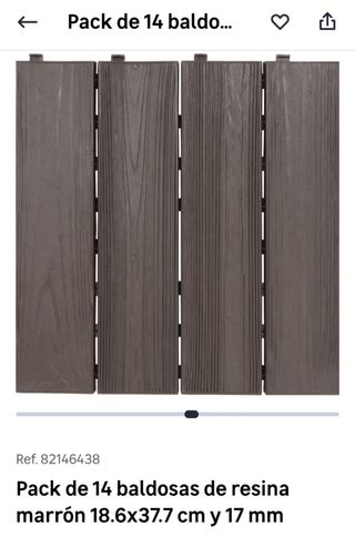 14 Baldosas Resina Marrón 18,6x37,7cm