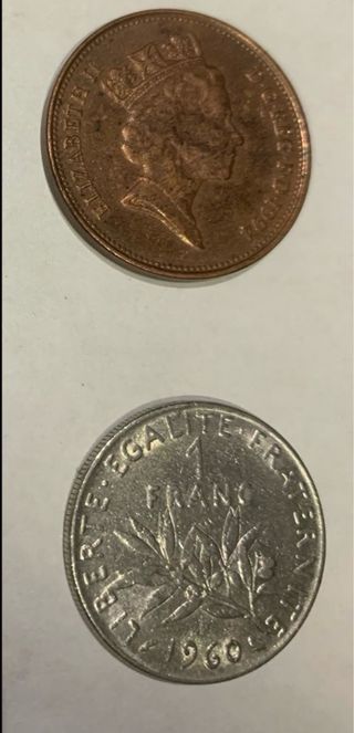 Variedad Monedas antiguas de ESPAÑA, GBP y FRANCIA