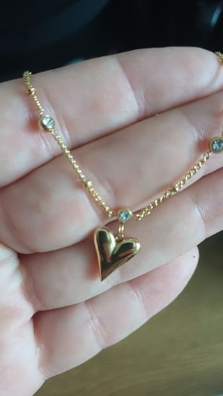 Pulsera Tobillera corazón acero oro