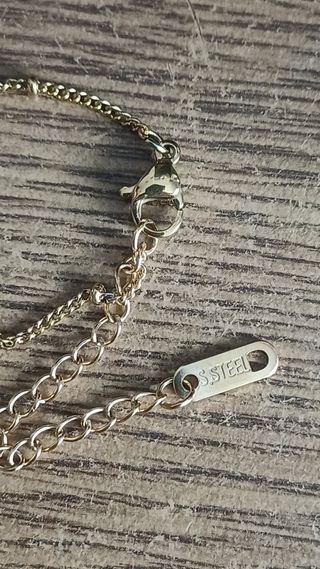 Pulsera Tobillera corazón acero oro