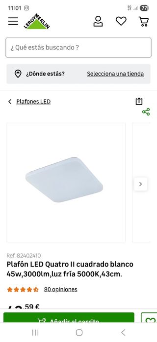 Lámpara techo LED blanca Leroy Merlin