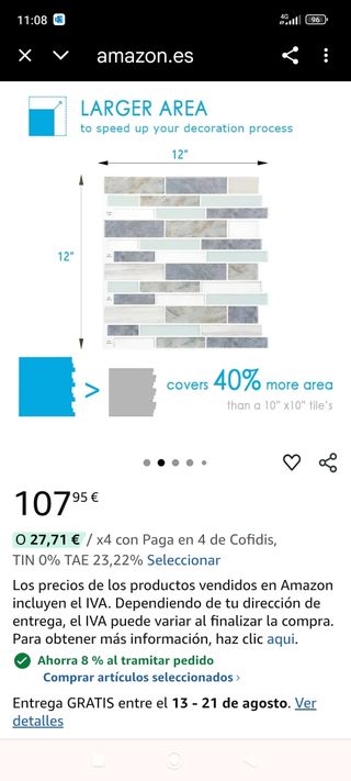 Azulejos adhesivos | 25uds. baño