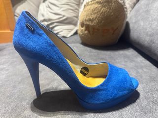 Sandalias tacón azul - Zapatos mujer