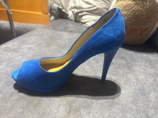 Sandalias tacón azul - Zapatos mujer