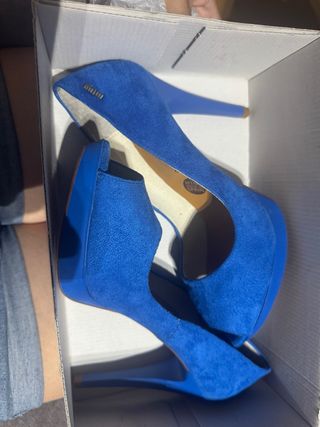 Sandalias tacón azul - Zapatos mujer