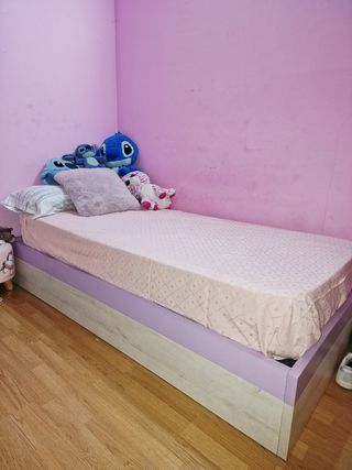 Cama juvenil - Blanca y morada