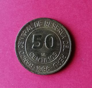 Moneda Perú 50 Céntimos 1986
