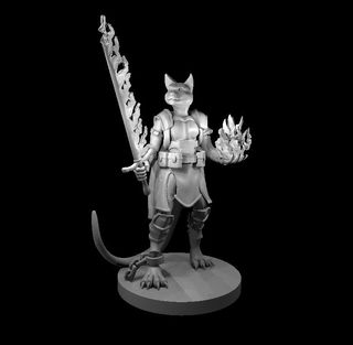 Miniatura Brujo Tabaxi D&D
