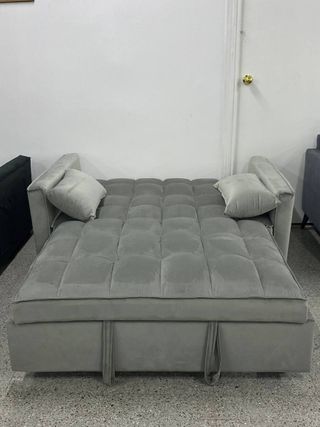 Sofa cama gris terciopelo