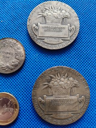 Medallas francesas antiguas de plata