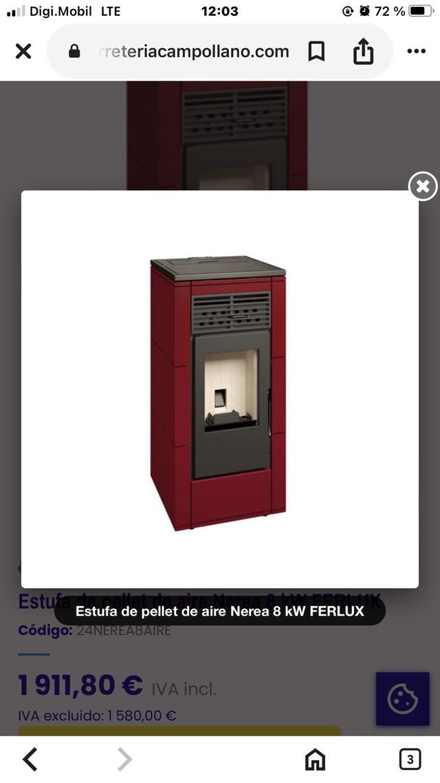 Estufa pellet Ferlux Nerea 8kW