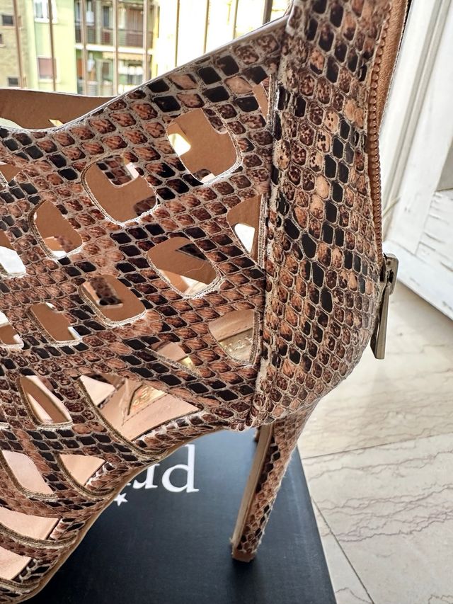 Sandali tacco animalier beige