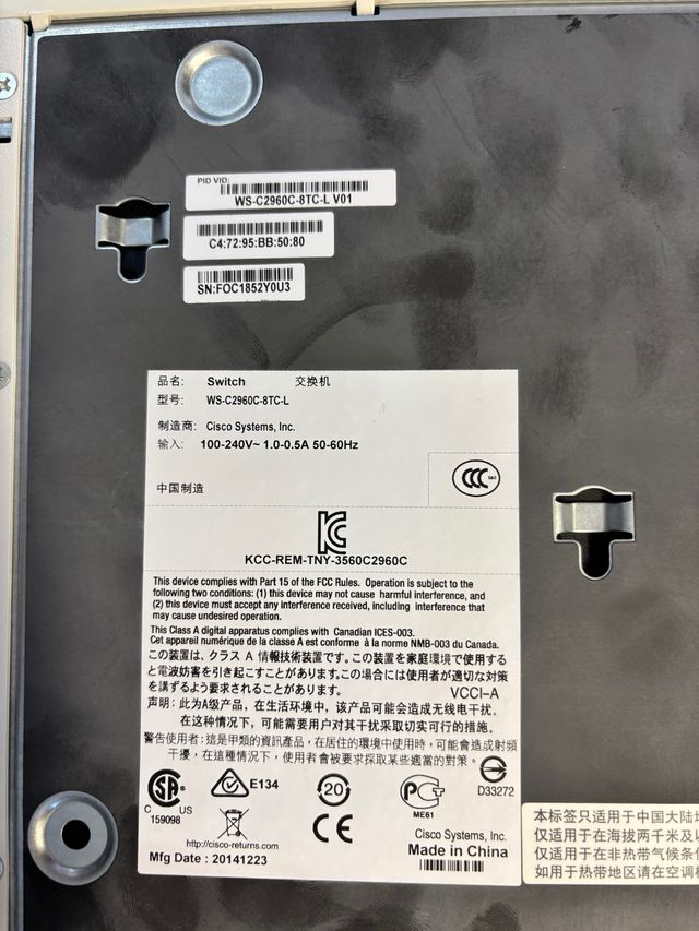 Switch cisco modelo WS-C2960C-8TC-L