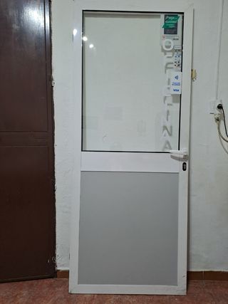 Puerta aluminio cristal sin marco - Blanca